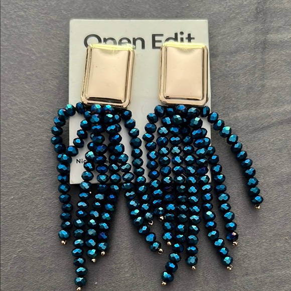 Gold and Blue Beaded Bracelet with Glossy Finish - Picture 1 of 1